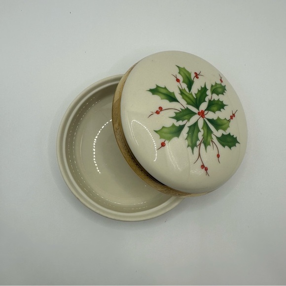 LENOX DIMENSION COLLECTION Holiday Candy Trinket Dish Mistletoe Christmas - Picture 2 of 5